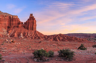 Chimney Rock at sunset. 