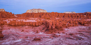Goblin Valley at sunset in southern utah along the San Rafael Swell uplift. The hoodoo's are arrayed before the viewer