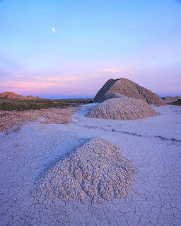 Melting earth of badlands national park at sunset