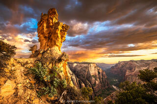 A large hoodoo overlooking Zion National Park from Observation Point Region