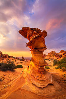The Radio Tower, a large hoodoo with fin like structures protruding from it found in the Vermillion Cliffs National monument. 