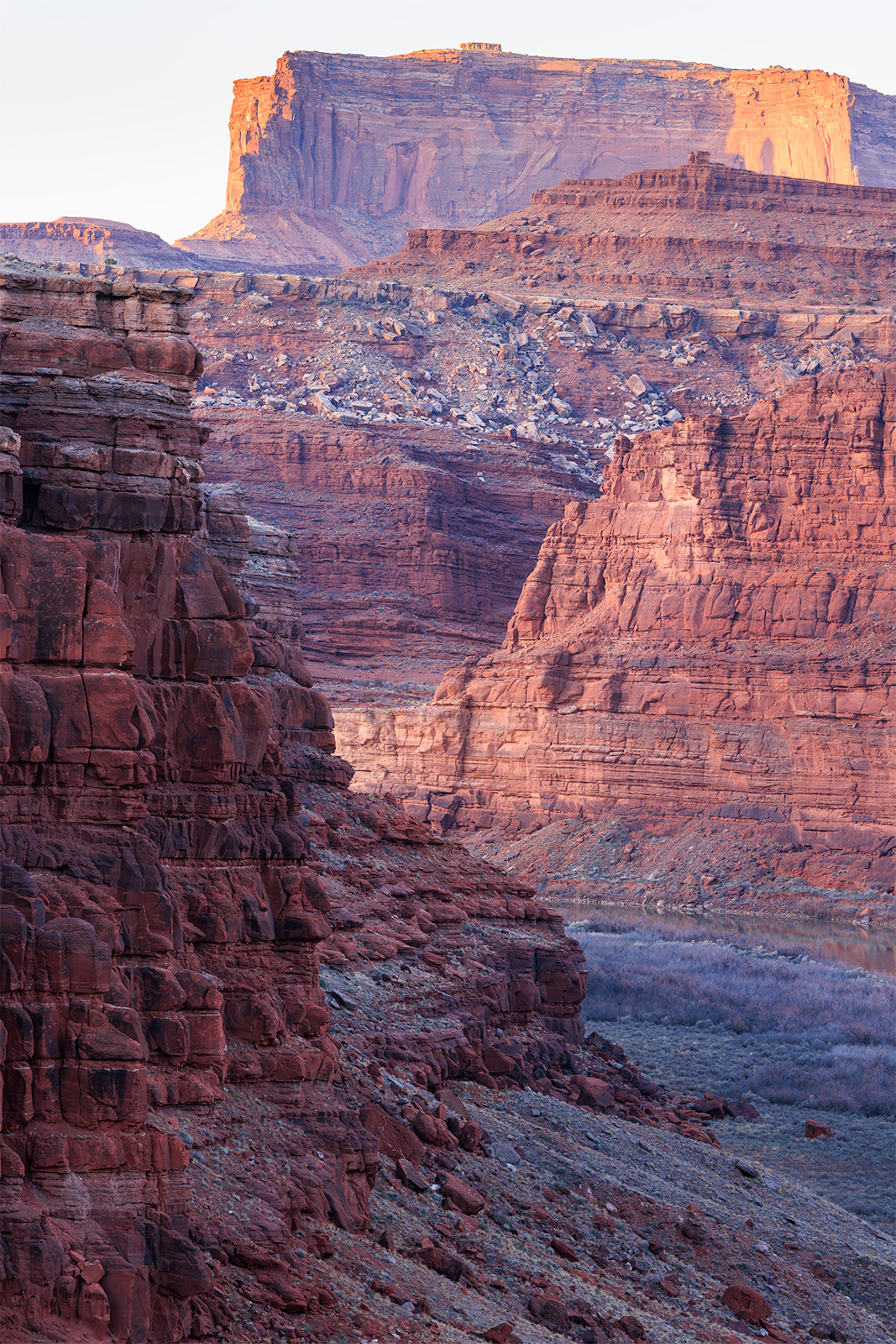 Layers of the Colorado Layered cliffs along the Colorado River